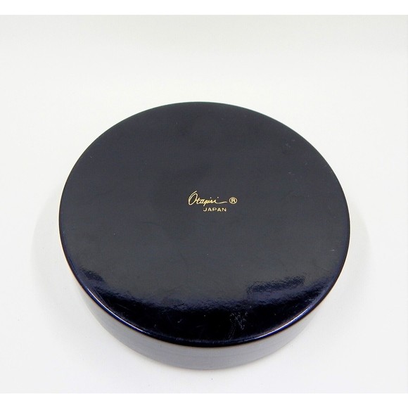 Otagiri Laquerware Coasters Iris Floral Set of 6 Black Orange MCM Made In Japan - Picture 9 of 12